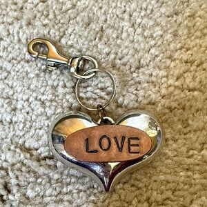 Silver Heart Keychain with Love Inscription